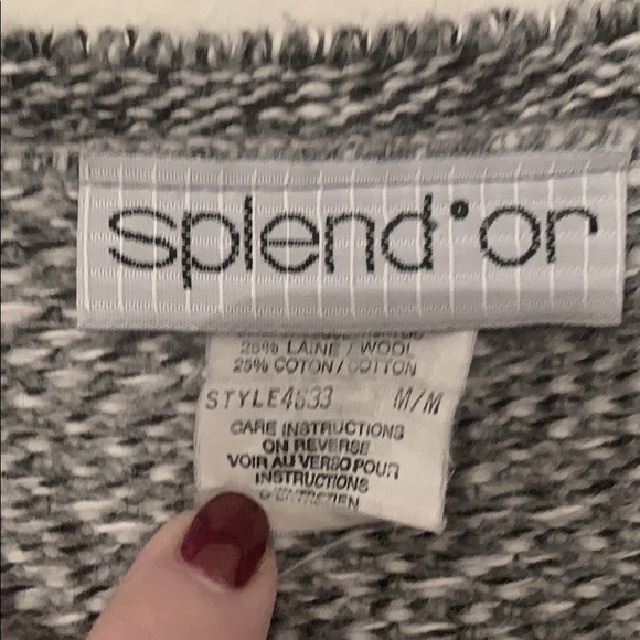 SPLEND’OR Knit Cardigan Sweater Gray Wool Blend Size Medium EUC - Picture 6 of 6